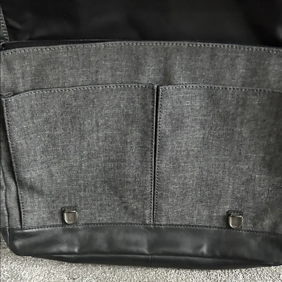 EUC Fossil Gray and Tan Messenger Bag holds laptop. - Picture 9 of 16